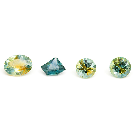 image of 4 diamonds that are green/yellow